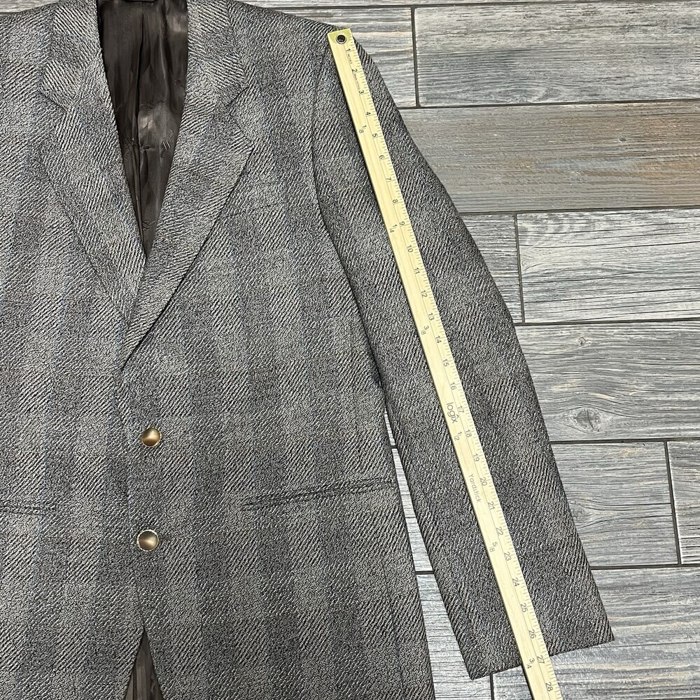 VTG 80's LeBaron Tweed Blazer 40X 40R Union Made USA Herringbone Ivy Sport Coat - Picture 10 of 16